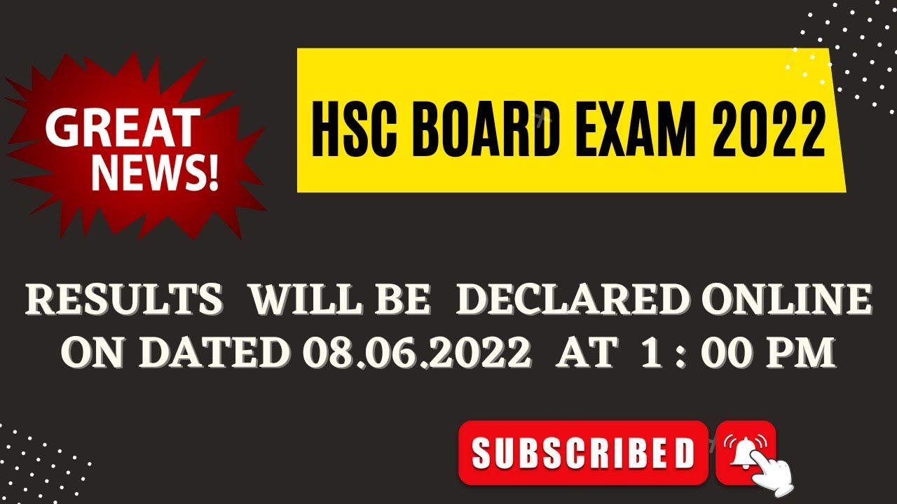 HSC Board Exam 2022 Result On 8th June 2022 at 1 pm online YouTube