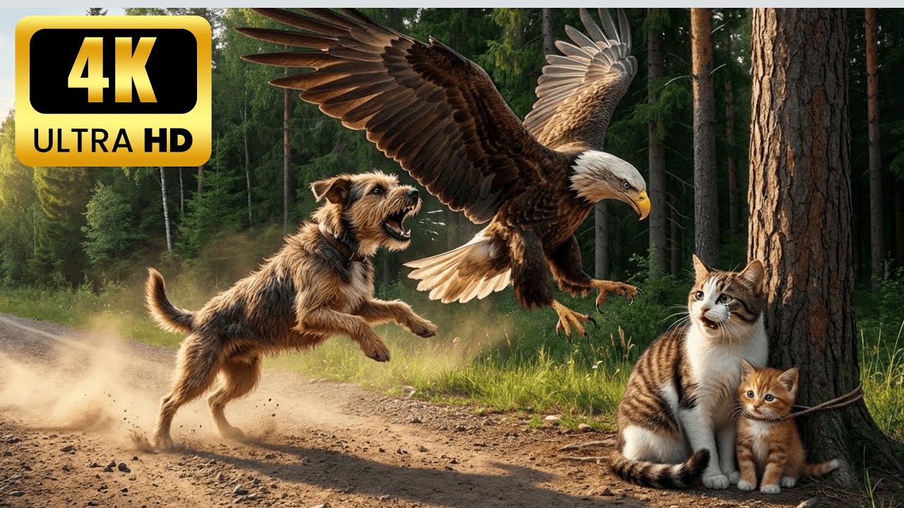 The story of the heroic Dog rescuing the mother Cat and her Kitten - A happy ending.