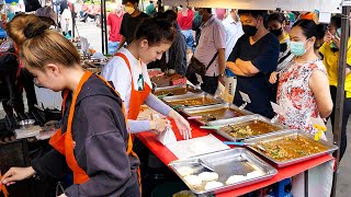 трудолюбивые сестры! 46 руб. жареная свинина с яйцом и рисом | тайская уличная еда