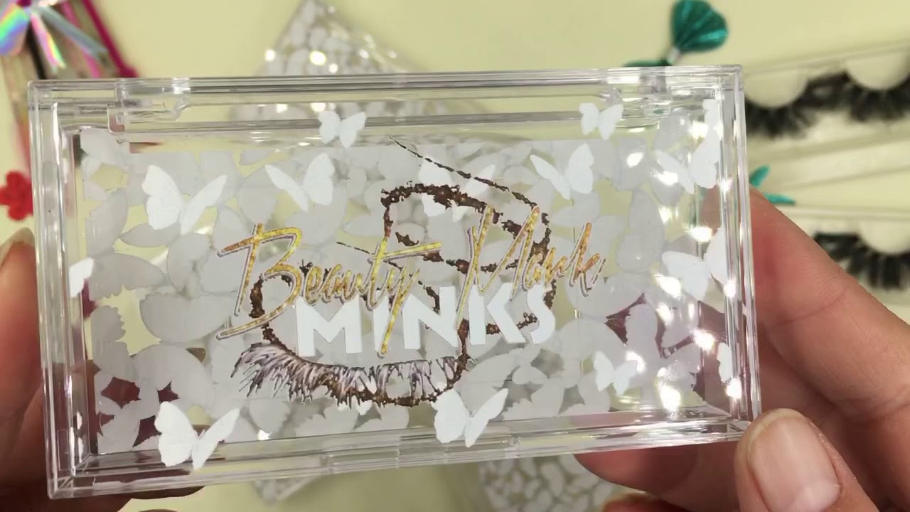 mink lashes Acrylic cases clear packagings custom with logo and brand name
