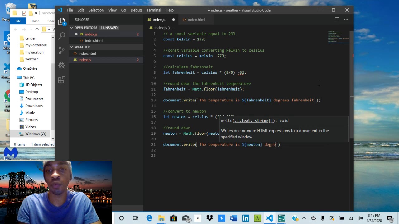 the code experience javascript weather like - YouTube