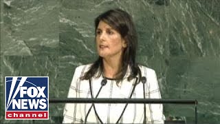 Nikki Haley speaks at the United Nations General Assembly