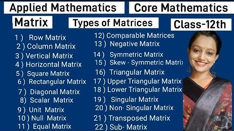Matrices class12th|| Applied Maths|| Core Maths||Types of Matrices|| Chapter -3|| NCERT|| Lecture -2