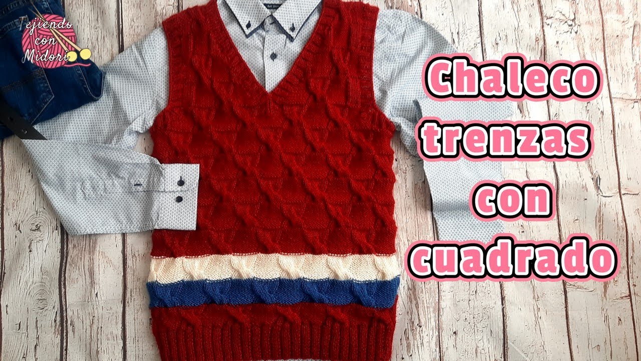 Chaleco para caballero  con trenzas en cuadrados