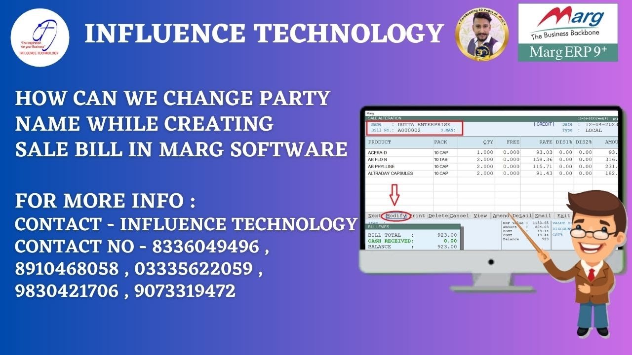 How Can We Change Party Name While Creating Sale Bill in Marg Software ...