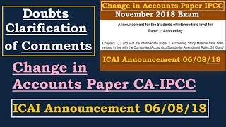Doubts clarification on CA IPCC Old Accounts Syllabus Change Video for Nov 2018 Examination