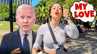 AOC BiDEN Voter with SPECIAL Book Confronts Trump Supporters - try not to laugh