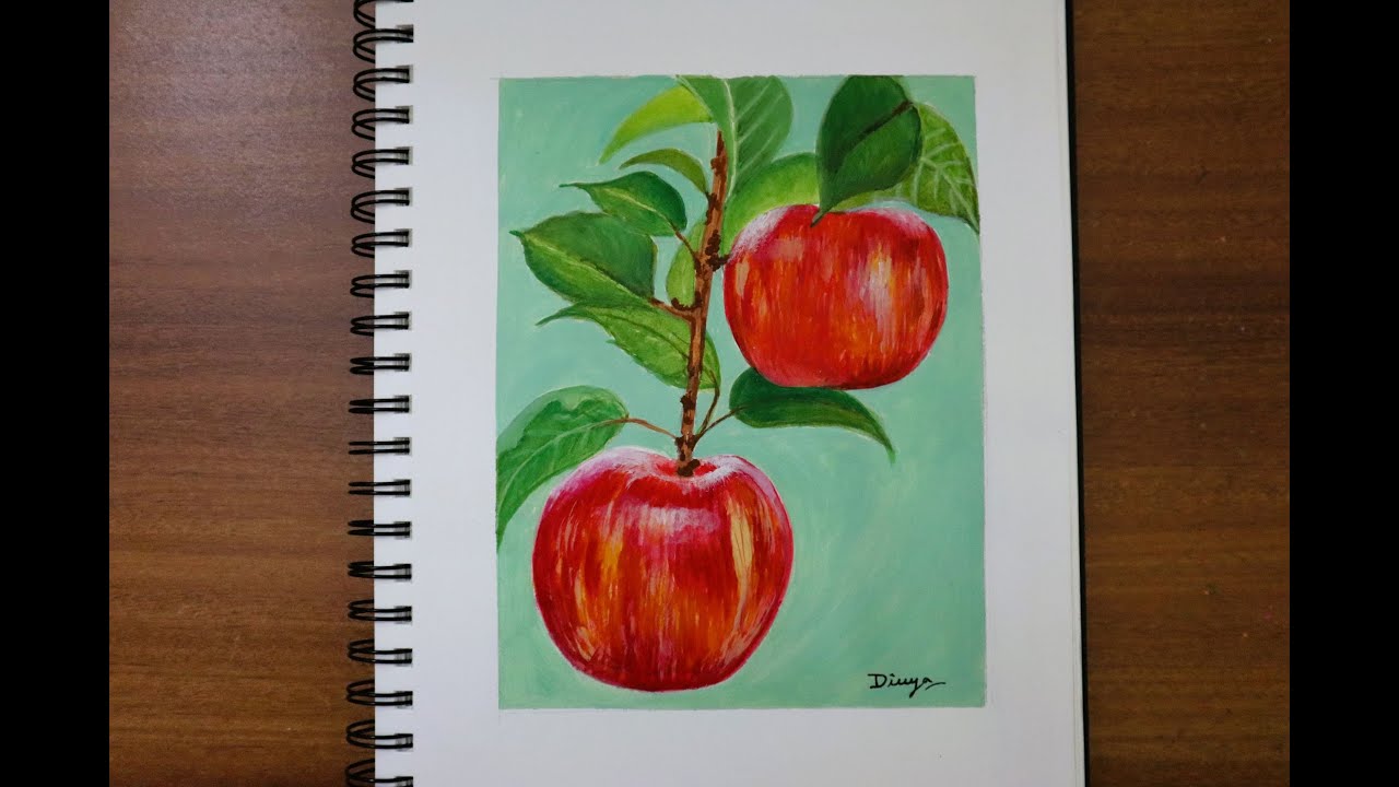 APPLE PAINTING Realistic Apple Painting for Beginners Divya Arts