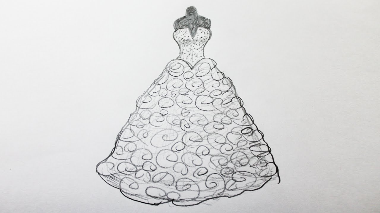 Comment dessiner une robe de mariée - YouTube