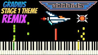 Gradius - Stage 1 (Theme Arranged Remix) - Piano Visualizer - Tutorial - 4k