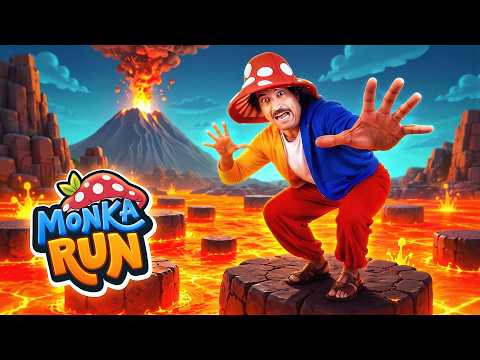 THE FLOOR IS LAVA! 🌋 | Volcano Rescue Adventure | Monka Run! Kids Brain Break Game