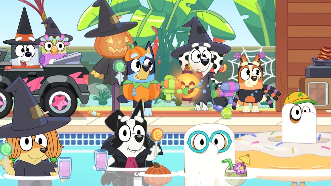 Halloween Pool Party 🎃 Bluey Lets Play 🌊 Fun Bluey Gameplay For Kids 🍭 