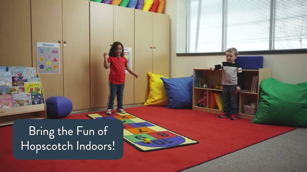 Hopscotch Rectangle Rug for Classrooms & Playrooms – Soft, Safe, and Kid-Friendly!