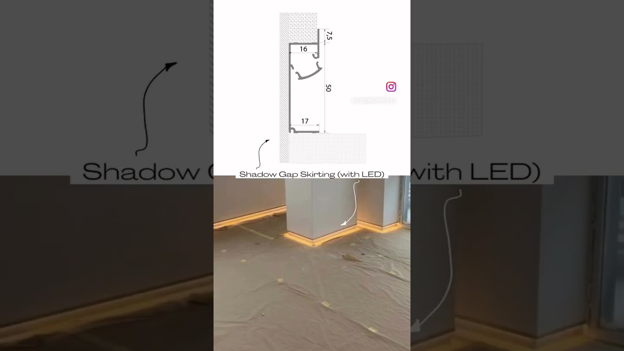 Shadow gap skirting, interior design.  