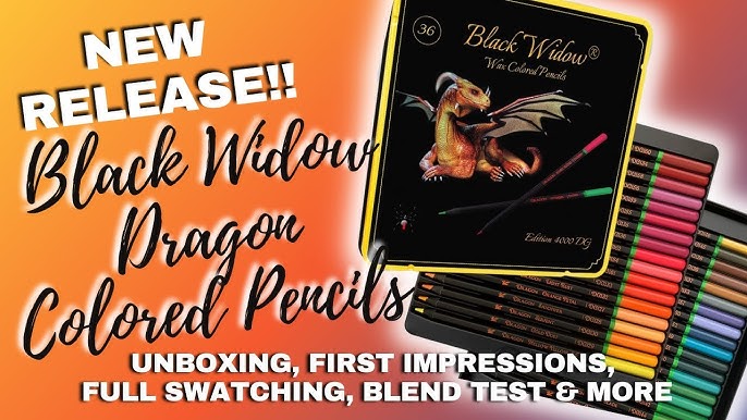 BLACK WIDOW MONARCH COLORED PENCILS, All 144 pencils BY COLOR FAMILY, LET'S SWATCH THEM TOGETHER 