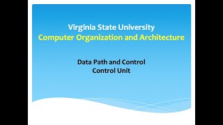 CSCI 303 Module 07 Unit 05: Control Unit