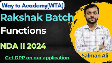 Functions for NDA II 2024 | NDA Maths by Salman Ali