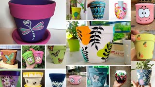 How to #DIY Flower Pot Plant Painting. Part 4. Pot Painting Idea. Pot Painting Design