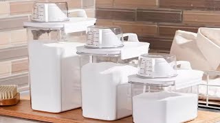 Airtight Laundry Detergent Dispenser Powder Storage Box Clear Washing Powder Liquid Container