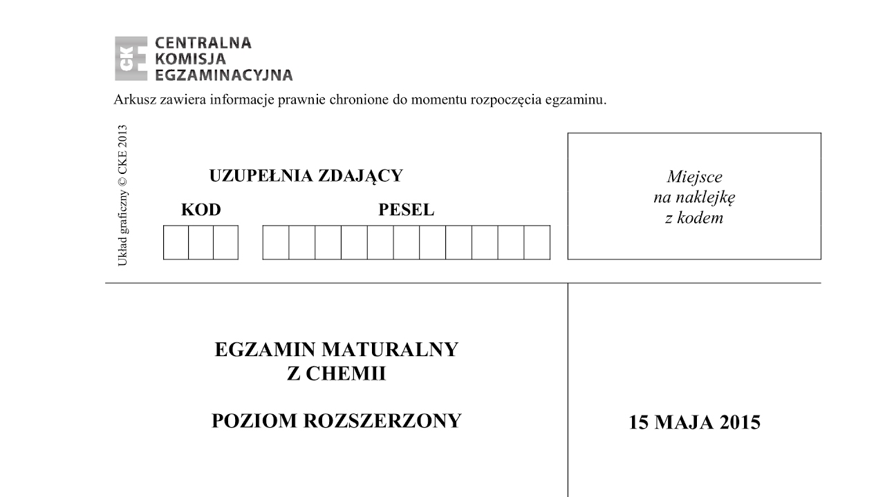 Chemia Maj 2015 STARA PODSTAWA [matura] — Transcript