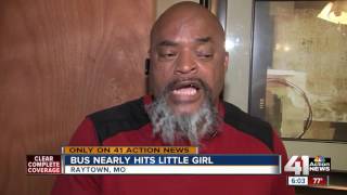School bus nearly hits little girl in Raytown