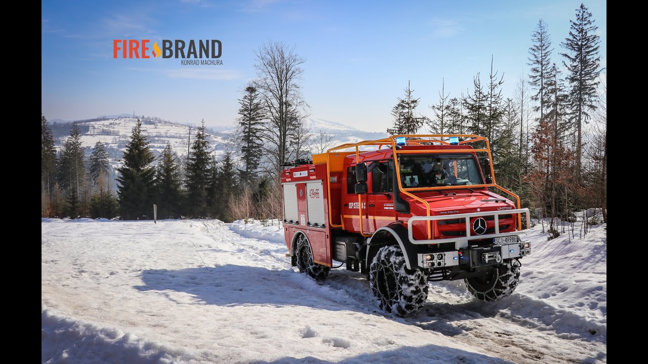 GBA Mercedes Unimog U 5023 w zabudowie firmy STOLARCZYK & prezentacja pojazdów OSP Istebna Centrum