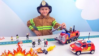 ПОЖАРНЫЙ ДАНИК и новые Пожарные PLAYMOBIL - Пожарные машины для детей