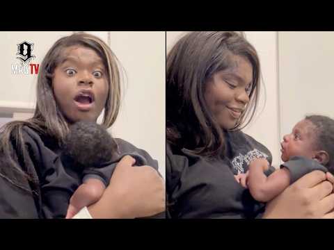 "My Baby Fly" ScarLip Is Too Cute Holding 3 Week Old Infant! 👶🏽