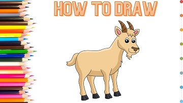 How to Draw a Cute Goat Step by Step 🐐 | Easy Goat Drawing Tutorial for Kids 🎨