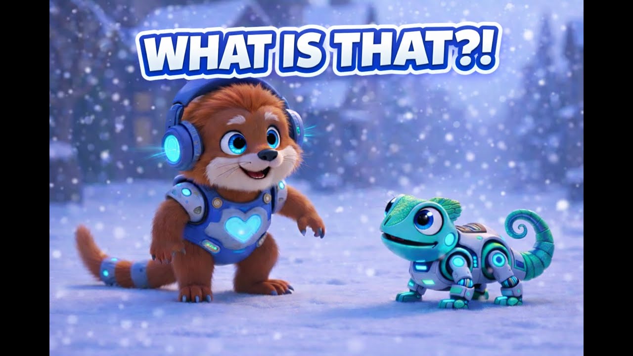 Kudo and Oti Meet Fun Robot Animals on a Snowy Day