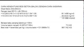 Menghitung volume besi beton (balok ...