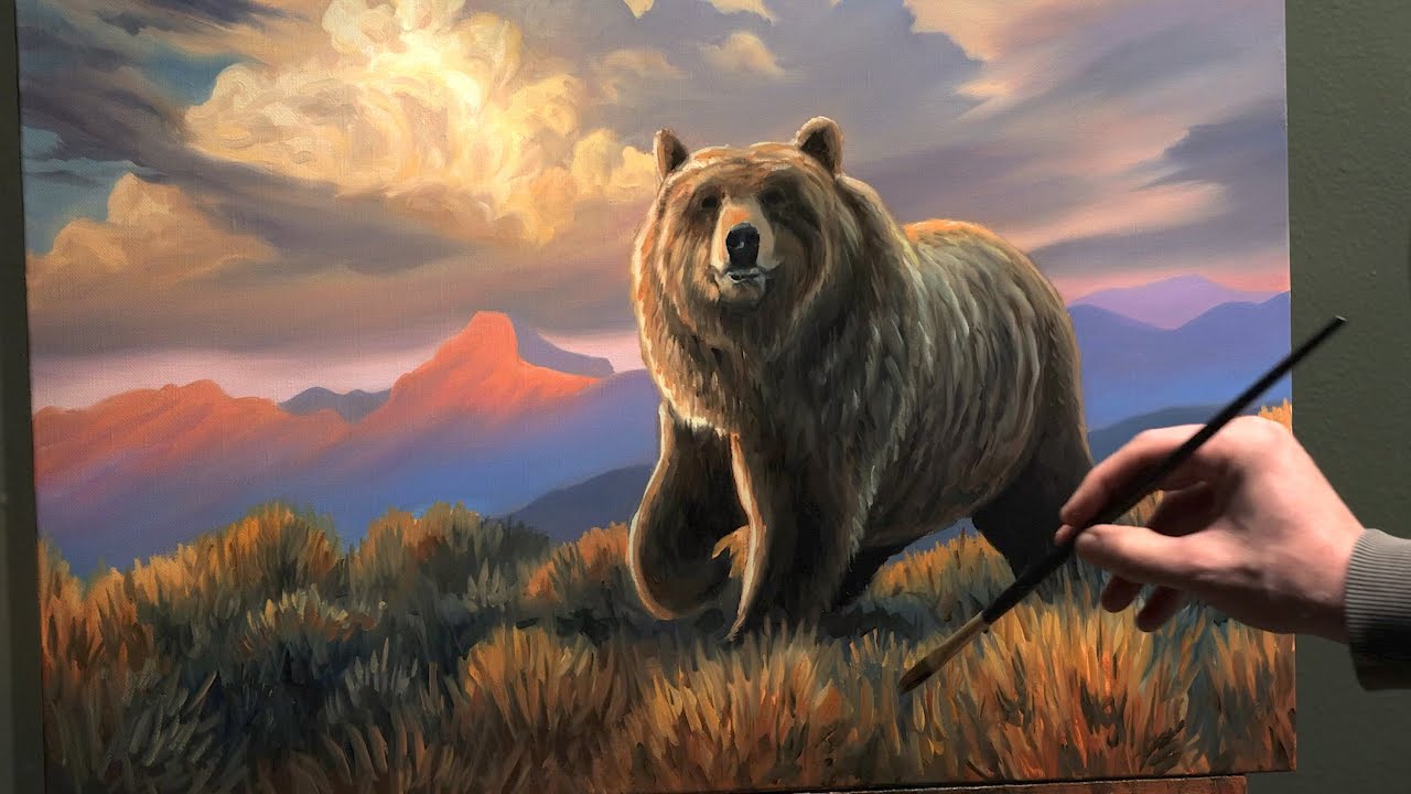 Grizzly Bear at Dusk | Oil Color Study No. 02
