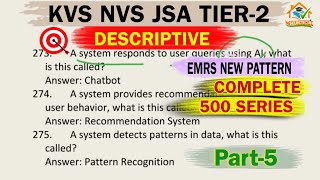 KVS NVS JSA TIER 2 DESCRIPTIVE PAPER New Pattern most expected TOP 500 QUESTION Part 5