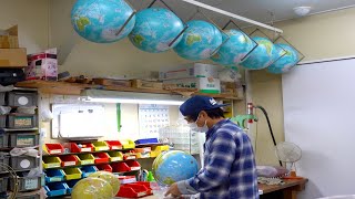 Process of mass producing terrestrial globes. A teaching tool manufacturer in Japan