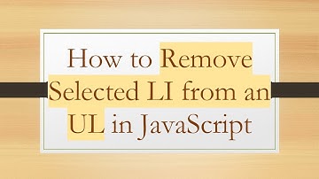 How to Remove Selected LI from an UL in JavaScript