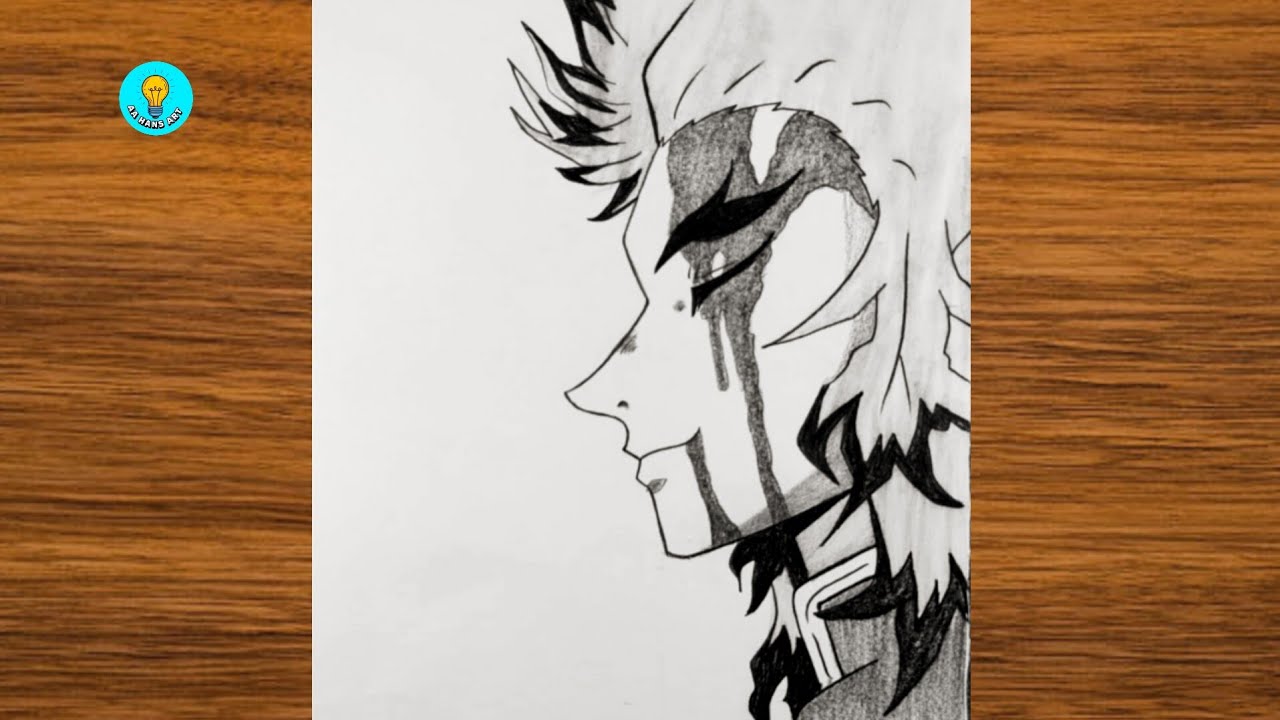 Easy Anime Drawing | Rengoku Drawing Step by Step | Easy Demon Slayer
