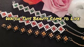 DIY Red Crystal Bracelet with White Pearls /Stunning Handmade Design#handmadewothlove#viral #diy 