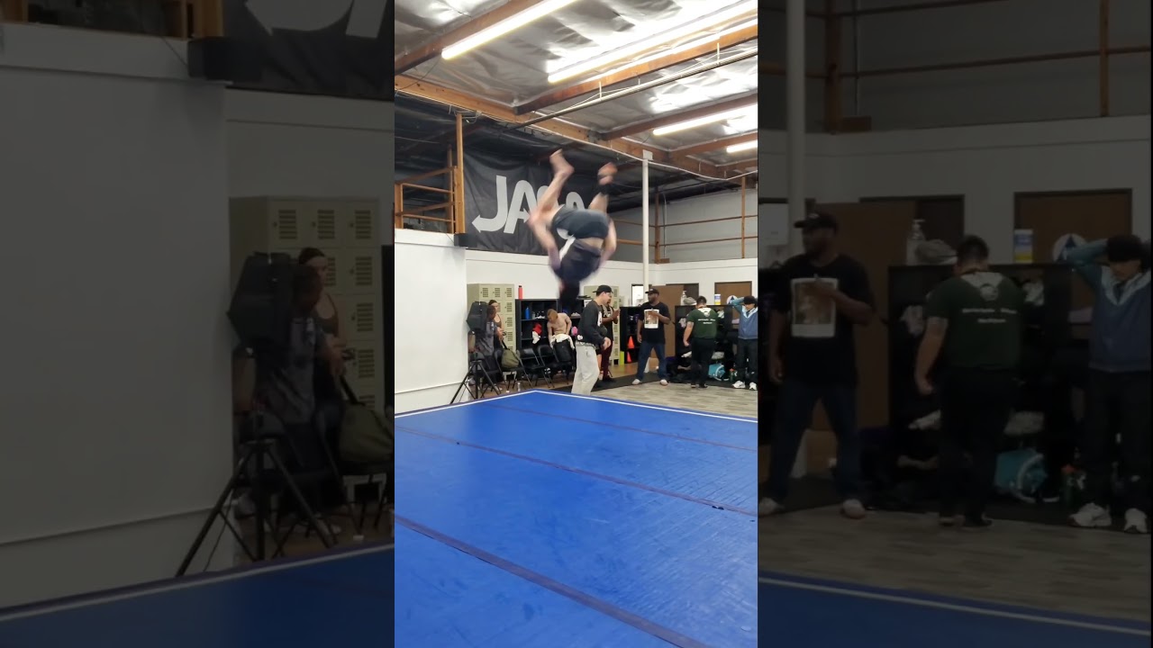 TUMBLING Roundoff, Backhandspring, Double Back Tuck on AirTrak 
