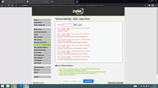 XSS and SQL injections on a vulnerable webpage (DVWA)