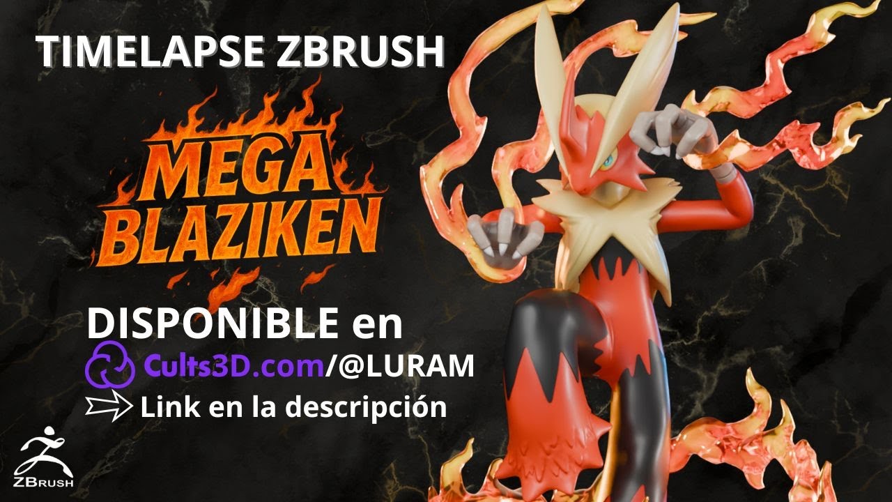 Pokémon - Mega Blaziken - ZBrush Timelapse - Cults3D