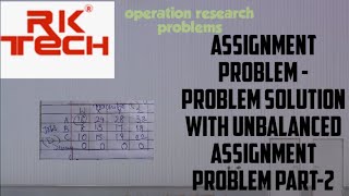 Unbalanced assignment problem solution part-2