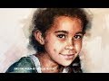 Watercolor portrait darker skin SPEED PAINT 4 colors only painting demo