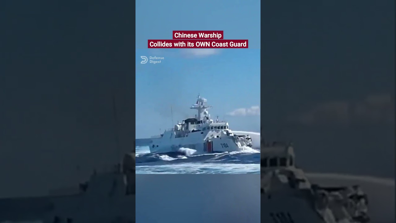 Chinese Warship Collides with its OWN Coast Guard chasing Philippine Boat!