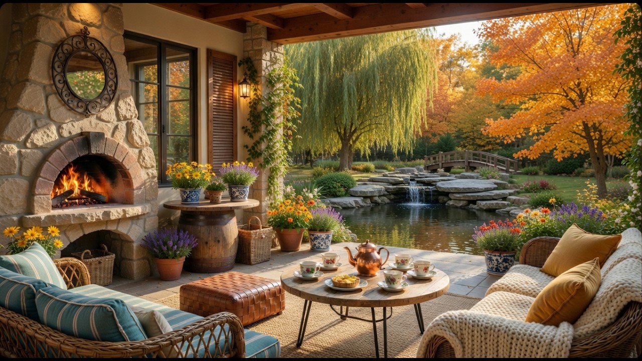 Cozy Spring Garden Ambience 🌿🔥 Relaxing Fireplace and Nature Sounds for Study, Relax & Peace