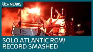Former Royal Marine smashes solo Atlantic rowing record | ITV News