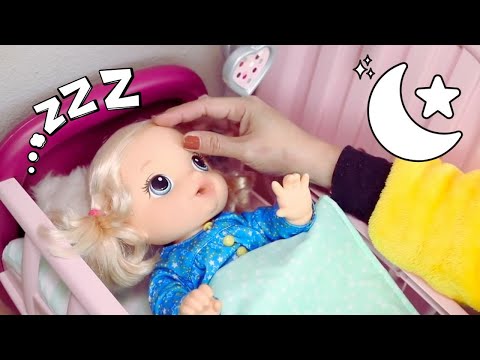 A BONECA NINA E SUA DIVERTIDA ROTINA DA NOITE!Baby Alive em Português