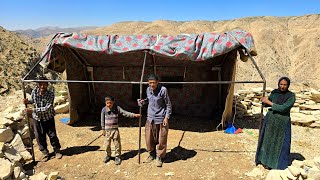 Iranian Nomadic Life: Nomadic Mountain Camp | Nomadic family setting up a traditional tent🏕
