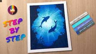 Easy Underwater Painting with Oil Pastels | Dolphin Drawing Tutorial for Beginners