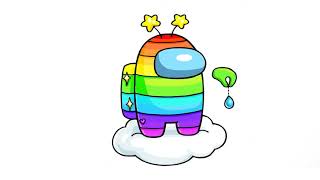 AMONG US Rainbow Game Skin cute drawing in easy step for kids screenshot 4