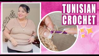 Tunisian Crochet Blouse - Easy Mesh Stitch (You'll Love This